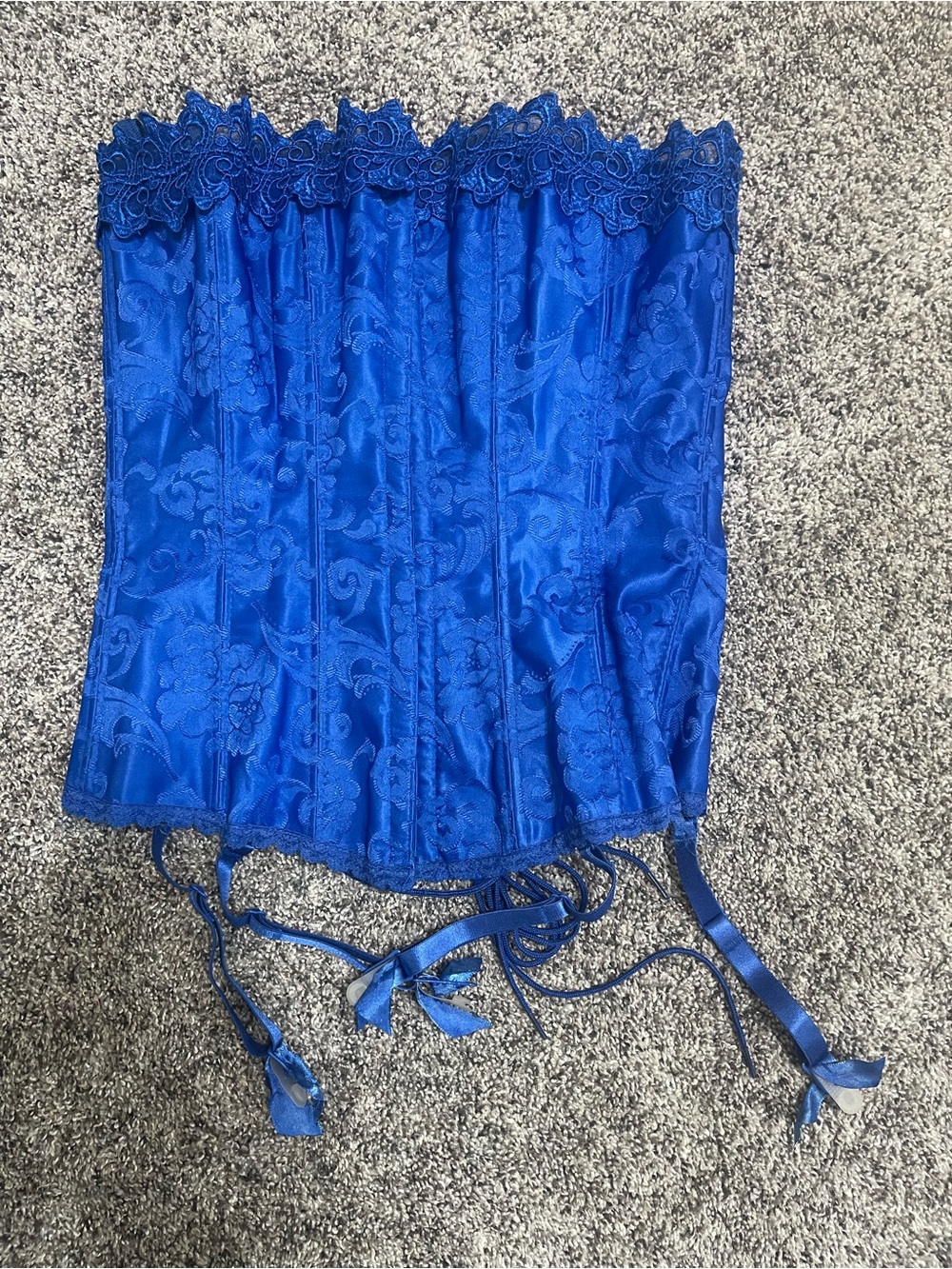 Blue Lace-Trim Satin Corset Top - Women’s Shapewear